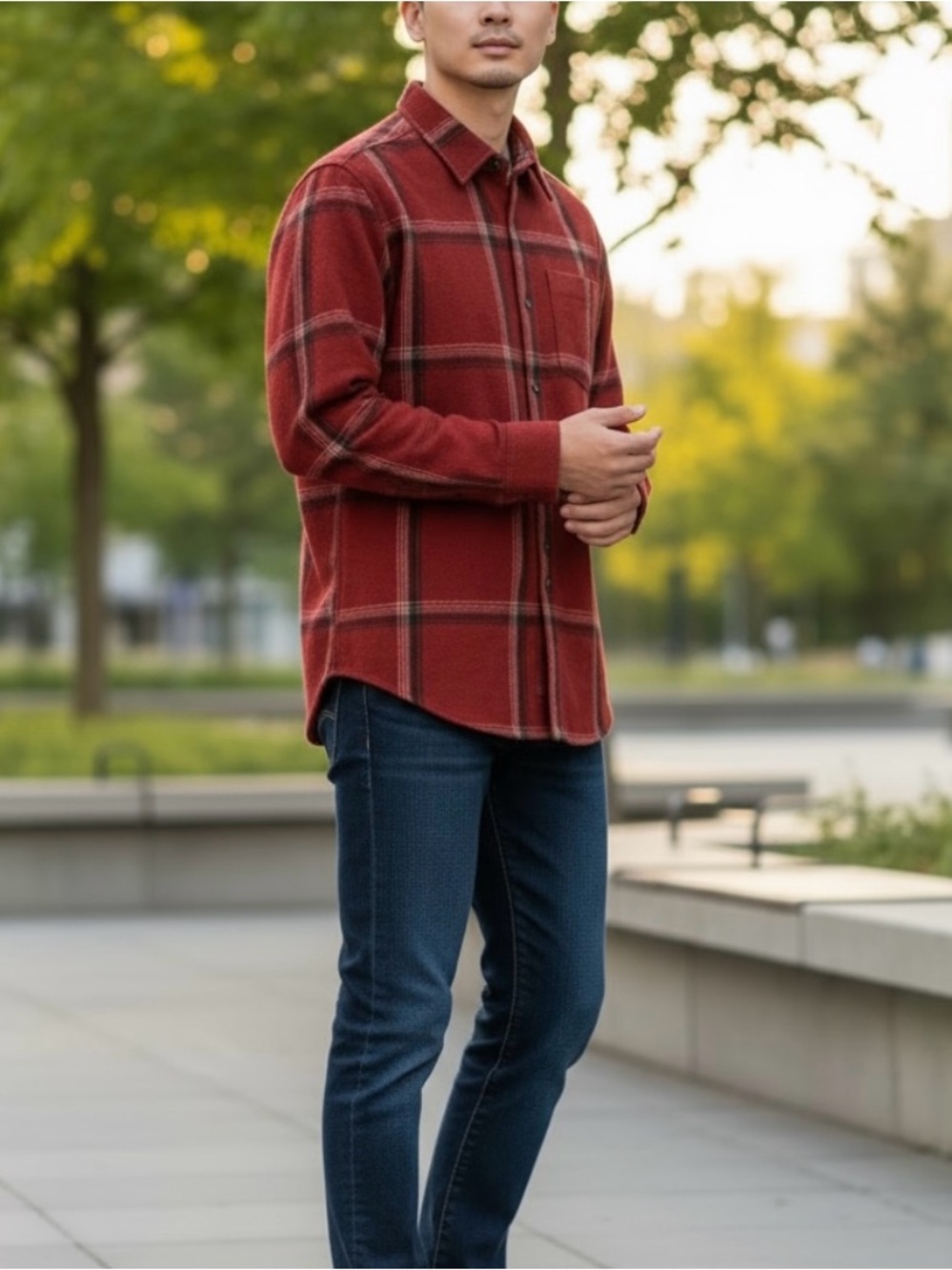 Jeremiah Men’s Red Wool Blend Plaid Flannel Button Up Long Sleeve Shirt Size S